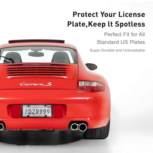 Transparent License Plate Cover and Frames, 2Pack Grey Clear Front and Rear License Plate Holder with Screws & Caps, Unbreakable Car Licence Plate Frame, Universal Fit for Most US Plates - color: grey-clear