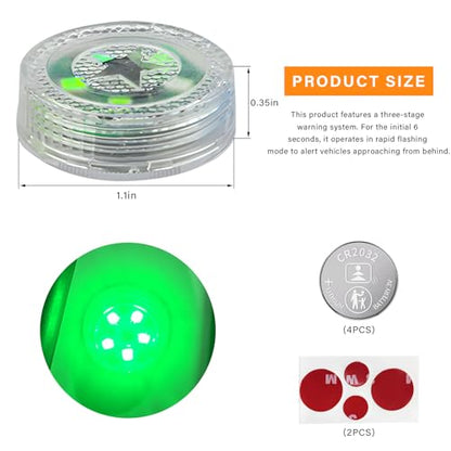 4 PCS Wireless Car Door LED Warning Lights, 5 LED Roadside Strobe Lamp for Anti Rear End Collision, Universal Flashing Safety Signal Light for Sedans SUVs Trucks Vans (Green) - color: Green