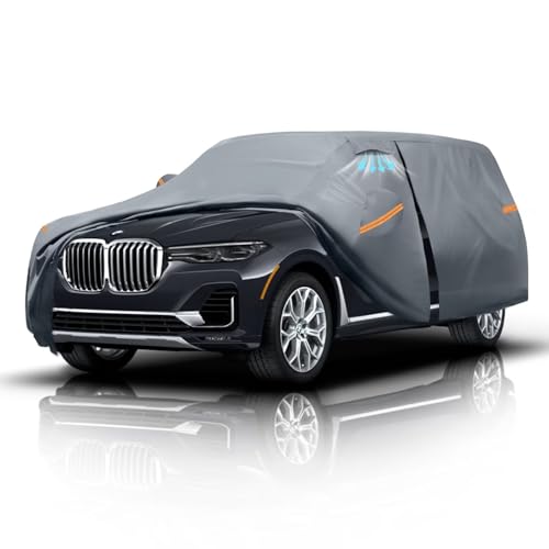 Large SUV Car Cover for BMW X7 (2018-2025) 100% Waterproof All Weather, Heavy Duty Outdoor Full Exterior Covers Rain Sun Wind UV Protection. - color: SUV Car Cover, size: Custom Fit BMW X7+Towel+Bag