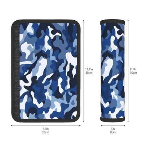 Seat Belt Cover Pad Blue Grey White Camo Soft Safety Car Automotive Seat Belt Pads Cushion Shoulder Strap Covers for Cars or Bags, 2 Pcs - color: Blue Grey White Camo