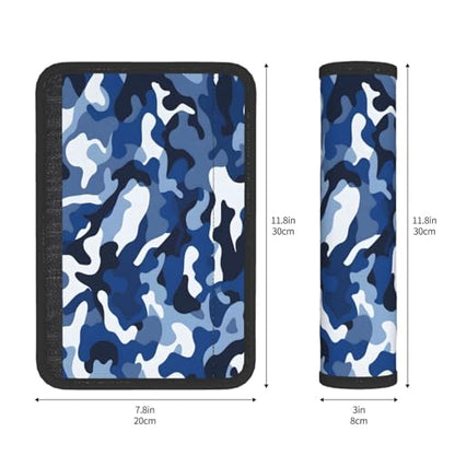 Seat Belt Cover Pad Blue Grey White Camo Soft Safety Car Automotive Seat Belt Pads Cushion Shoulder Strap Covers for Cars or Bags, 2 Pcs - color: Blue Grey White Camo