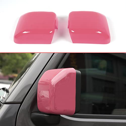 Rearview Mirror Cover Trim Shell Kit Car Rear View Mirror Exterior Decoration Accessories for Jeep Wrangler JL JLU 2018-2022 & Gladiator JT (Pink) - color: Pink