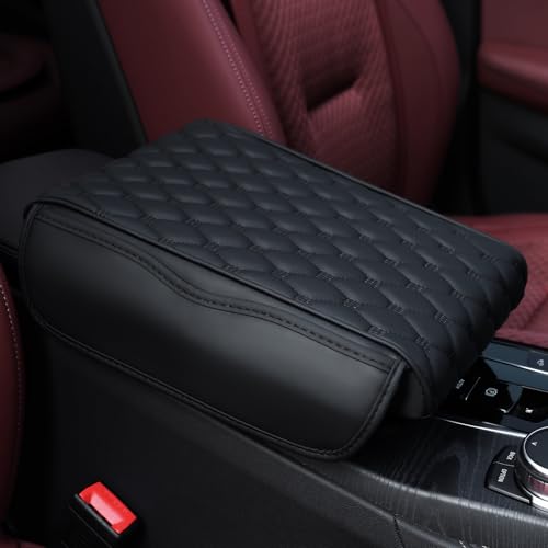Einesin Center Console Cover, Arm Rest Cover, Memory Foam Microfiber Leather Car Armrest Cover Cushion with 2 Storage Bags, Universal Center Console Covers for Cars/Truck/Auto/SUV (Black) - color: black