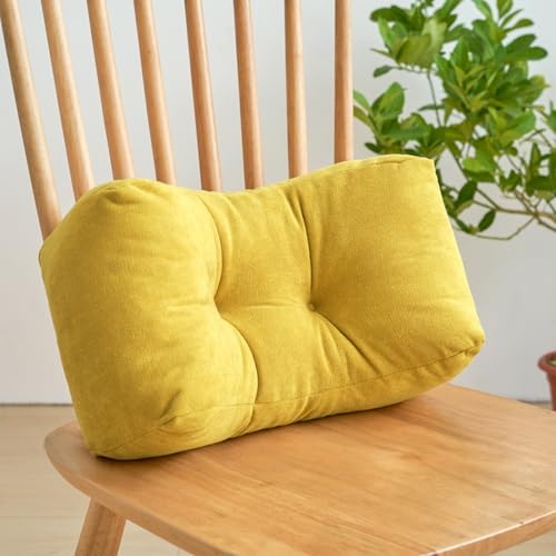 Back Pillow for Chair, Lumbar Support Pillow for Office Chair Lower Back Pain Relief Soft Cushion Car Bed Couch Sitting High Elasticity (Yellow, 35cm*16cm*20cm) - color: Yellow