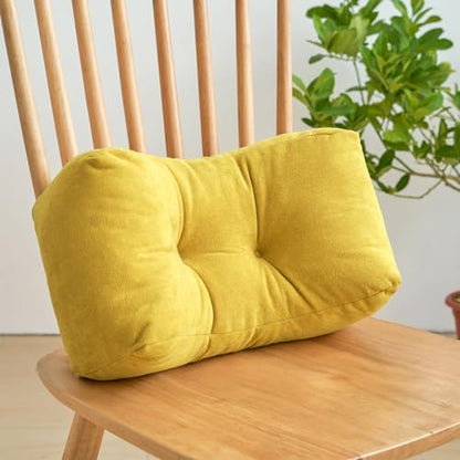 Back Pillow for Chair, Lumbar Support Pillow for Office Chair Lower Back Pain Relief Soft Cushion Car Bed Couch Sitting High Elasticity (Yellow, 35cm*16cm*20cm) - color: Yellow