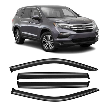 Window Rain Guards for 2016-2022 Honda Pilot, Window Visor Guard Vent Wind Shade Deflector Rain Shield Protector Sun Visor Extra Durable,Tape-on/Outside-Mount, 4 PCS - size: 16-22 Pilot