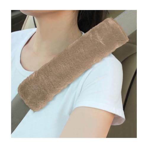Sun Walker 2PCS Seat Belt Shoulder Pads, Fluffy Soft Plush Auto Seat Belt Pads for Protecting Your Neck & Shoulder, Comfortable Seatbelt Cover Warm Protective Cushion for Most Cars (Light Brown) - color: Light Brown