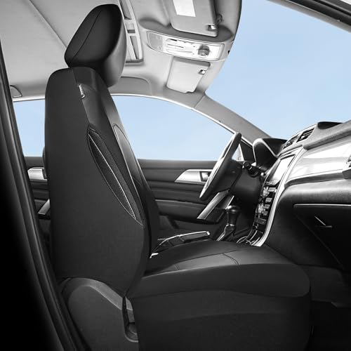 HChengkikz Car Seat Covers Front Seat, Waterproof Neoprene Seat Covers, Airbag Compatible, Universal Fit Most Sedans, SUVs, Trucks (Black) - color: Black, size: Two Front