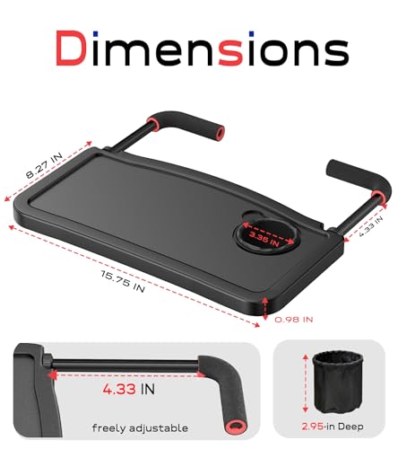 Car Steering Wheel Tray for Drivers Steering Wheel Tray for Dining, Mobile Office & Travel Food with Cup Holder, Scratch-Free EVA Hook Covers, 2-in-1 Desk Table for Car - Black