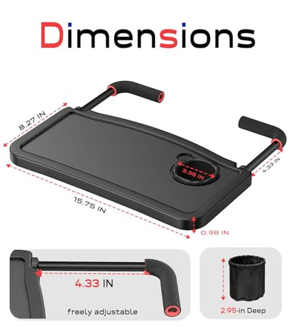 Car Steering Wheel Tray for Drivers Steering Wheel Tray for Dining, Mobile Office & Travel Food with Cup Holder, Scratch-Free EVA Hook Covers, 2-in-1 Desk Table for Car - Black