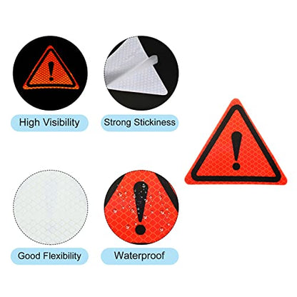 PATIKIL Reflective Stickers, 2 Pack 3.94 x 3.94 Inch Waterproof Adhesive High Visibility Night Caution Warning Triangle Safety Tape Reflector for Trucks Trailers Cars, Red - color: Red