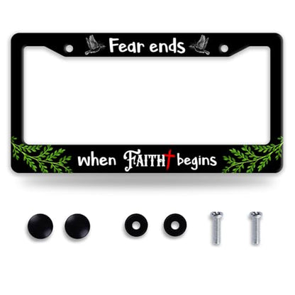 Personalized License Plate Frame Fear Ends When Faith Begins License Plate Frames Christian Auto Accessory Bracket Stainless Steel Funny License Plate 6.3 x12.3 Inch - color: Fear Ends When Faith Begin