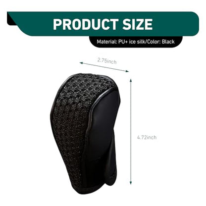 Car Gear Shift Knob Cover, 2.75" x 4.72" Anti-Slip Leather Car Shifter Protector, Automatic & Manual Transmission Universal Auto Interior Decoration for Cars, SUVs, Trucks (Black)