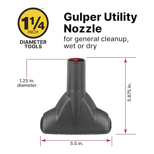 Shop-Vac 9064300 1.25 Inch Diameter Cleaning Kit, Includes Round Brush, Crevice Tool, and Gulper Nozzle, Black, Ideal for Upholstery, Blinds, and Car Interiors (1-Pack)