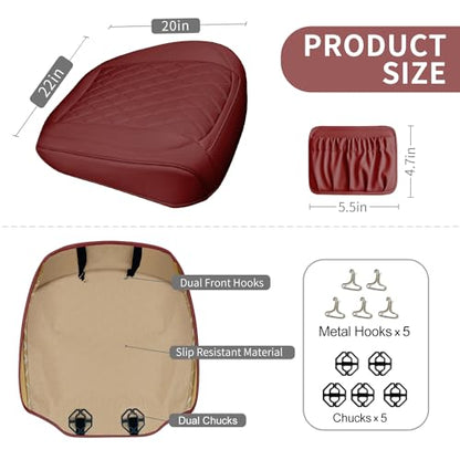 2 Pack Leather Front Car Seat Cover Bottom Car Seat, Anti-Slip and Full Wrap Driver Car Seat Protectors with Storage Pocket, Luxury Waterproof Bottom Auto Seat Cushion Pad Mat for Most Vehicles(Red) - color: red-2pcs