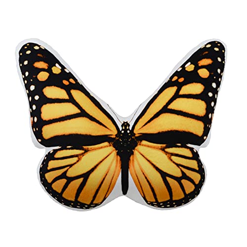 JWH 3D Butterfly Throw Pillow Cover Cute Decorative Accent Pillow Cases Papillon Soft Stuffed Plush Aesthetic Cushion for Farmhouse Bedroom Sofa Couch Bed Car 13x15 Inch Yellow - color: Yellow Butterfly