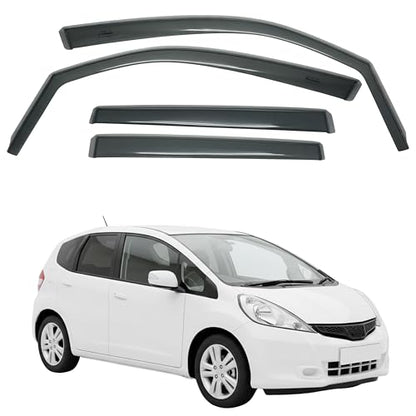 in-Channel Car Window Rain Guard Compatible with Honda FIT (2008-2014) 4pcs, Taiwan Made Precise & Transparent Car Wind Deflectors No Water Leakage Visors - size: FIT (2008-2014) 4pcs