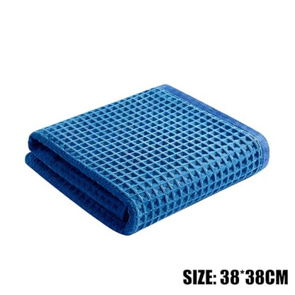 2PCS Car Wash Towel Glass Cleaning Water Drying Microfiber Window Clean Wipe Auto Detailing Waffle Weave (2Pcs-Blue) - color: 2pcs-blue