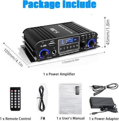Romicta 4 Channel Bluetooth 5.0 Stereo Amplifier, 50Wx4 Home Audio Stereo Receiver, 1200W Max, USB/SD/FM, Class D HiFi Power Amp for Home Theater, Car & Karaoke, Includes Remote & Power Adapter - style: 4.0 CH (With FM)