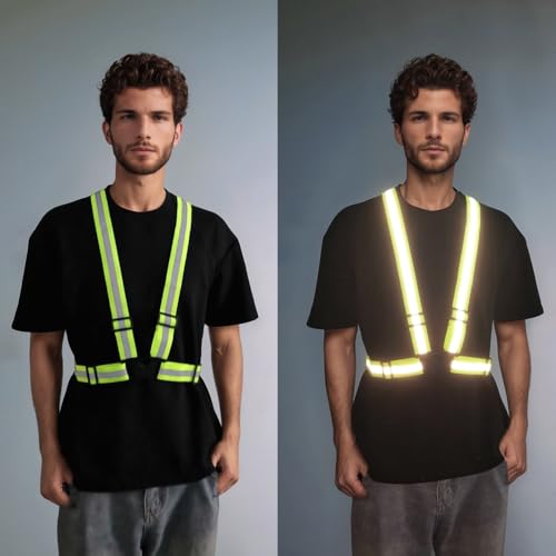 Adjustable Reflective Safety Vest-360° Silver Straps for Cycling,Construction - color: 1pc-yellow, size: Medium