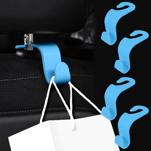 4 PCS Car Seat Hooks Set,Universal Car Headrest Hooks for Bags Purses Groceries, Back Seat Organizer Hanger,Blue - color: Blue