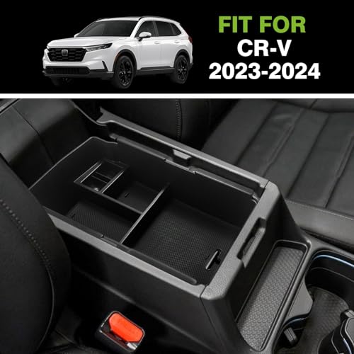 Muslogy Center Console Organizer with Coin Holder Compatible with Honda CRV & CRV Hybrid 2023 2024 2025 2026 LX EX Sport EX-L Sport Touring Hybrid Accessories (Black) - style: V2 Console Organizer W/ Coin Holder