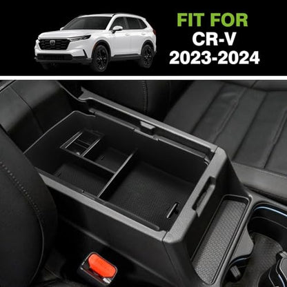 Muslogy Center Console Organizer with Coin Holder Compatible with Honda CRV & CRV Hybrid 2023 2024 2025 2026 LX EX Sport EX-L Sport Touring Hybrid Accessories (Black) - style: V2 Console Organizer W/ Coin Holder