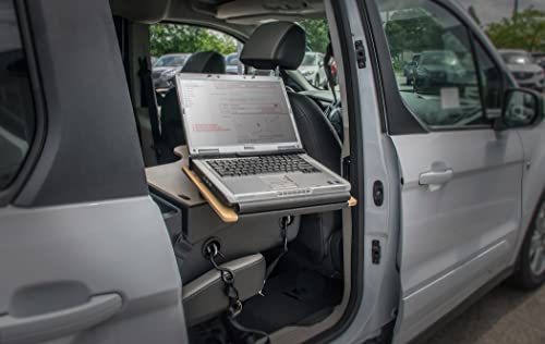 AutoExec Reach Car Desk for Your Vehicle Workstation and Mobile Office, Back Seat, Natural Birch