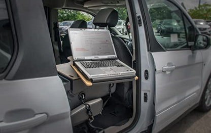 AutoExec Reach Car Desk for Your Vehicle Workstation and Mobile Office, Back Seat, Natural Birch
