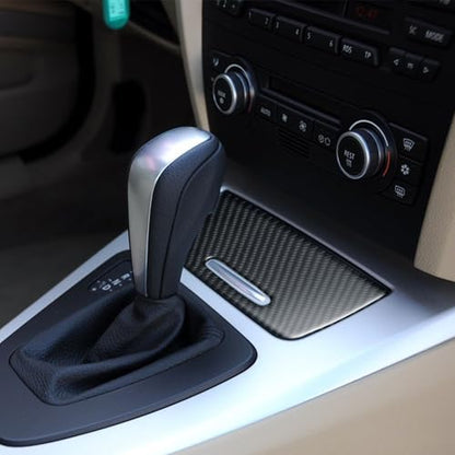 WINKA Carbon Fiber Interior Compatible with BMW 3 Series E90 328i 325i 330i Car Center Storage Box Panel Cover E92 E93 318i 320i 335i Cigarette Lighter Panel 2006-2012 Trim Central Console Accessories