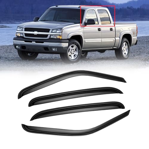 Window Visors for 01-07 Chevy Silverado/GMC Sierra, Rain Guards Vent Deflector Shade Smoke for 00-06 Chevy Suburban/GMC Yukon XL, 02-06 Cadillac Escalade/Chevy Avalanche for Crew Cab, 4PCS - style: For 2001-2007 | Silverado/ Sierra | Crew Cab | Out-Channe