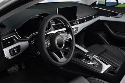 KAFEEK Black Steering Wheel Cover, Universal 15 inch, Microfiber Leather Black, Soft and Odorless, Durable Leather Cover with Anti-Slip Lining - color: black1