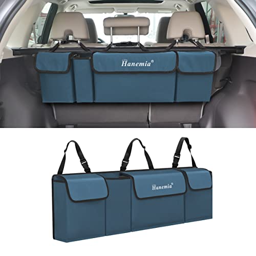 Car Trunk Organizer and Storage, Backseat Hanging Organizer for SUV, Truck, MPV, Waterproof, Collapsible Cargo Storage Bag with 4 Pockets, Car Accessories for Men and Women (Blue) - color: Blue