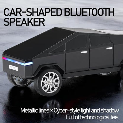 WS-580 Futuristic Pickup Truck Bluetooth Replica Speaker with LED Display Screen – TWS, FM, USB/TF, LED Headlights, Mic, Practical Gift for Car Model Fans, Audio Users & Tech Hobbyists (Black) - color: Black