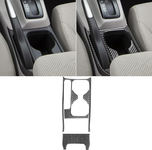 Auto Center Console Handbrake Water Cup Holder Trim Frame Panel Sticker Real Carbon Fiber Interior Trim Accessories Compatible with Honda Civic 9 Coupe/Sedan 2013 2014 2015 Black - color: Cup Holder Set/4 Pieces