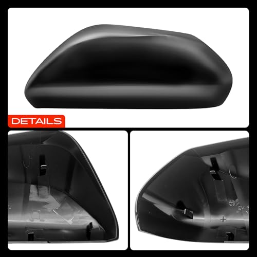 A-Premium Driver Side Rearview Mirror Cover Cap - Compatible with Toyota Camry 2018-2024, Avalon 2019-2022 - Smooth Black, with Turn Signal Hole - style: Left Driver Side