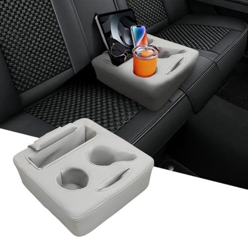 KVAEY Car Back Seat Cup Holder, Automotive Cup Organizer to Store Cup Phone Drink Remote, Waterproof Leather Cup Holder Tray for Car Couch Bed Boat, Universal Car Accessories (Gray) - color: Gray