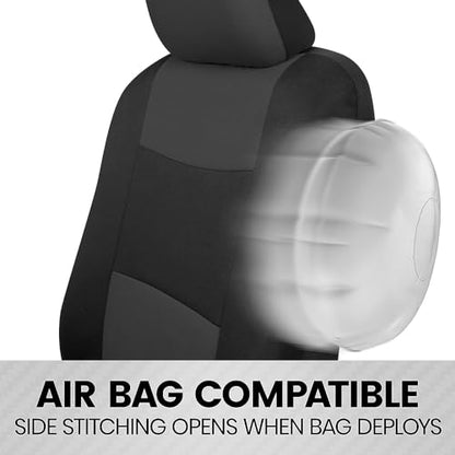 BDK PolyPro 2-Pack Front Car Seat Covers Set in Charcoal/Black - Front Seat Covers for Cars Trucks Vans SUVs Sedans, Easy to Install Front Car Seat Cover Protection, Universal Fit Car Accessories - color: Charcoal Gray