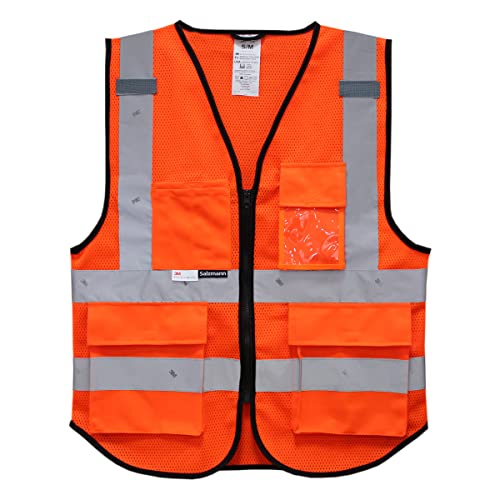 Salzmann Mesh Safety Vest | Hi Vis Multi Pocket Reflective Vest | 4 Colors – 5 Sizes | Made with 3M Reflective Material - color: Orange Mesh, size: Large-X-Large