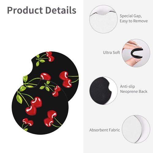 Cherry Hearts Red Steering Wheel Cover Cherry Hearts Red Steering Wheel Cover Car Women Breathable Universal for 14-15 Inch Anti-Slip 2 Pieces Car Coasters for Men Women - color: Cherry Hearts