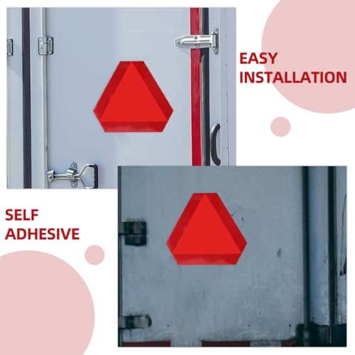 Cabilock 2pcs 36cm Aluminum Slow Moving Vehicle Triangle Signs with Reflective Border and Adhesive Backing, Reflective Road Safety Warning for Cars, Trucks, and Trailers