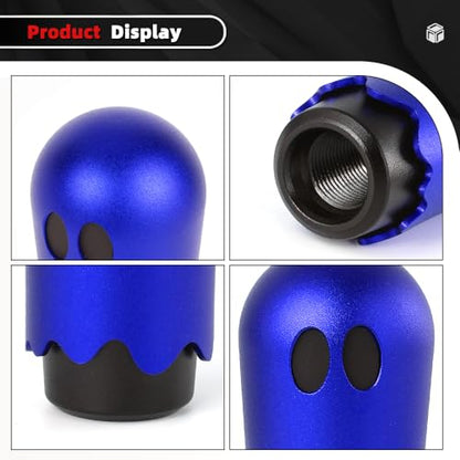 Ghost Shift Knob, Aluminum Weighted Automotive Gear Shift Manual knobs Lever with 3 Threaded Adapters M8 M10 M12 x 1.25, Universal for Vehicle Funny Cool Spooky Car Accessories (Blue) - color: Blue