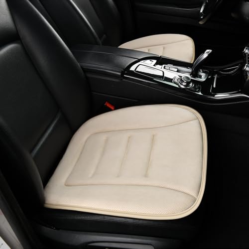 KAYI Car Seat Cushion, Memory Foam Car Seat Cushion, Anti Slip Rubber Bottom Car Seat Cushions for Driving, Suitable for Car and Office Chairs (Cream) - color: Cream, size: 1 Pack