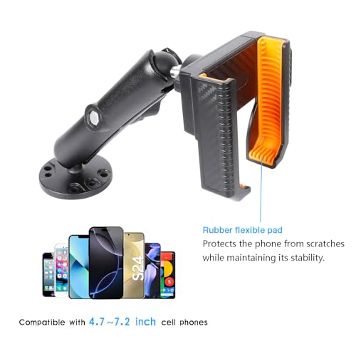 xik Universal Phone Mount Holder for Boat Car Truck Motorcycle UTV - AMPS Round Base, [1s Lock & Release][360° Adjustable], Fits 4.7"-7.2" Phones, Heavy Duty, Wall Mount - style: Long style