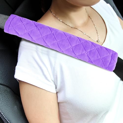 Amooca Soft Automotive Seat Belt Cover Seatbelt Shoulder Pad Neck Protector Cushions Universal Fit SUV Trucks Backpack 2 PCS Violet 10.2in - color: Purple, size: 10.2in-2pc