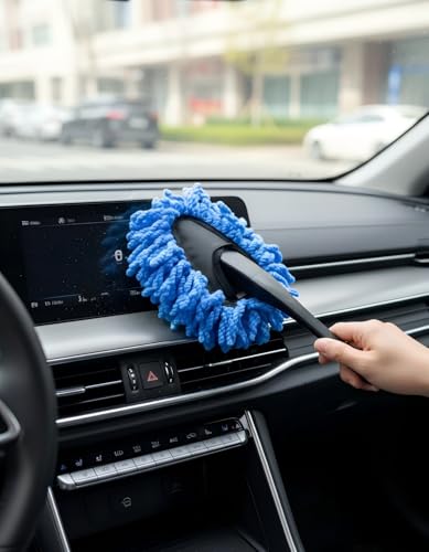 YKT Windshield Cleaner Tool, Car Interior Cleaning Kit & Car Detailing Kit with Car Detailing Brush and Microfiber Head for Car Wash Kit