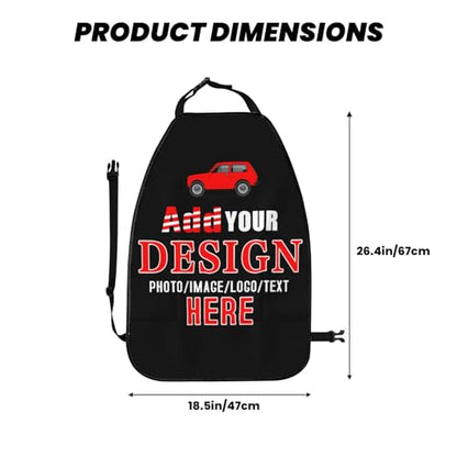 Custom 2 Pack Premium Backseat Protector with Pockets, Personalized Heavy Duty Stain Resistant Kick Mats Back Seat Protector with Image Text Customized Universal Car Seat Back Organizer