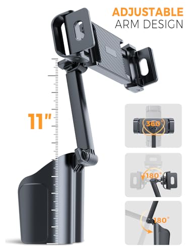 eSamcore Tablet Holder for Recliner & Car Cup Holder, [Unobstructed Cup Holder Mount] for iPad with Flexible Base, 360 Rotatable Deep Clamp Compatible with 6”-11” iPad, iPhone, Foldable Phones