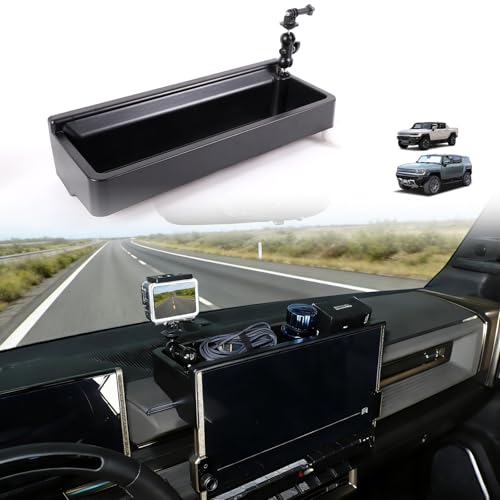 Center Console Dash Cam Mount&Dashboard Storage Tray for Hummer EV Accessories 2022-2025 2026 SUV Pickup,Rotatable Car Dash Cameras Mount Holder Box Organizer,Mount Fit for Action Camera - color: Action Camera Mount Style