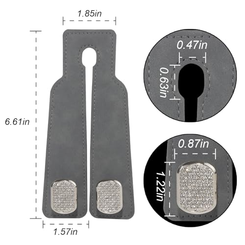 Purse and Bag Hook for Car, Zinc Alloy Seat Headrest Hooks, Upgraded Leather Cute Car Seat Back Purses Hanger and Bags Holder (Grey Diamond, 2Pack) - color: Grey Diamond